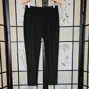 Black Ankle-Length Pants with Stretchy Waistband